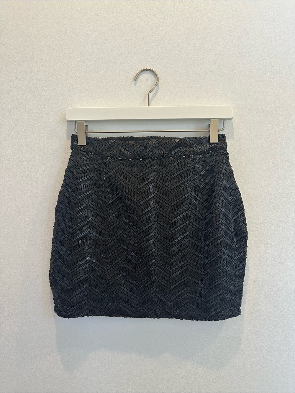 Tobi Black Sequin Chevron Mini Skirt